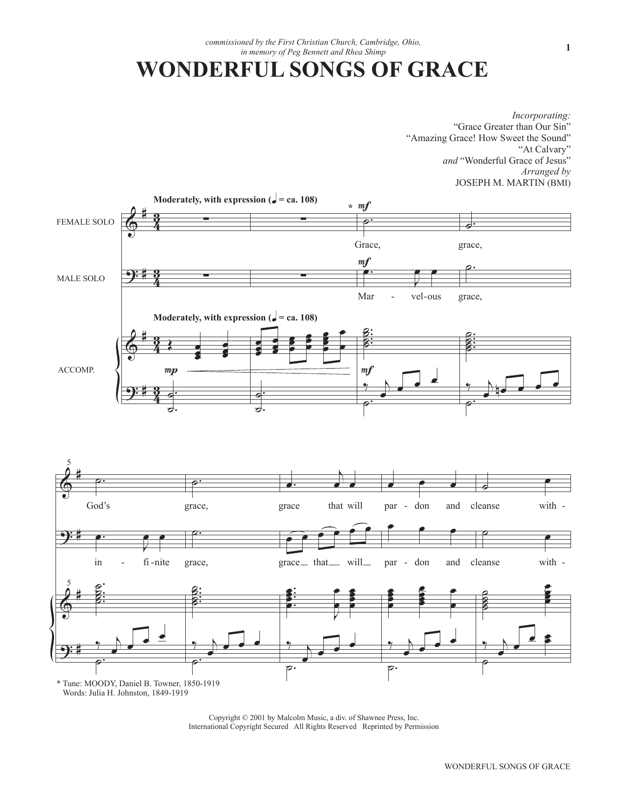 Download Joseph M. Martin Wonderful Songs of Grace (from Voices Together: Duets for Sanctuary Singers) Sheet Music and learn how to play Vocal Duet PDF digital score in minutes