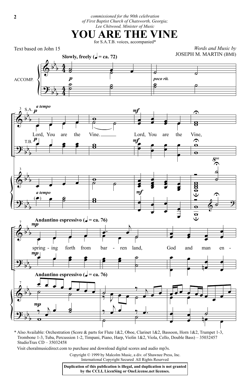 Download Joseph M. Martin You Are The Vine Sheet Music and learn how to play SATB Choir PDF digital score in minutes