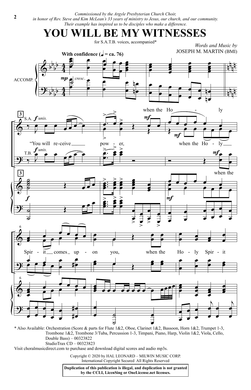 Download Joseph M. Martin You Will Be My Witnesses Sheet Music and learn how to play SATB Choir PDF digital score in minutes