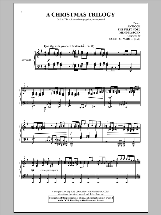 Download Joseph M. Martin A Christmas Trilogy (from Carols For Choir And Congregation) Sheet Music and learn how to play SATB PDF digital score in minutes
