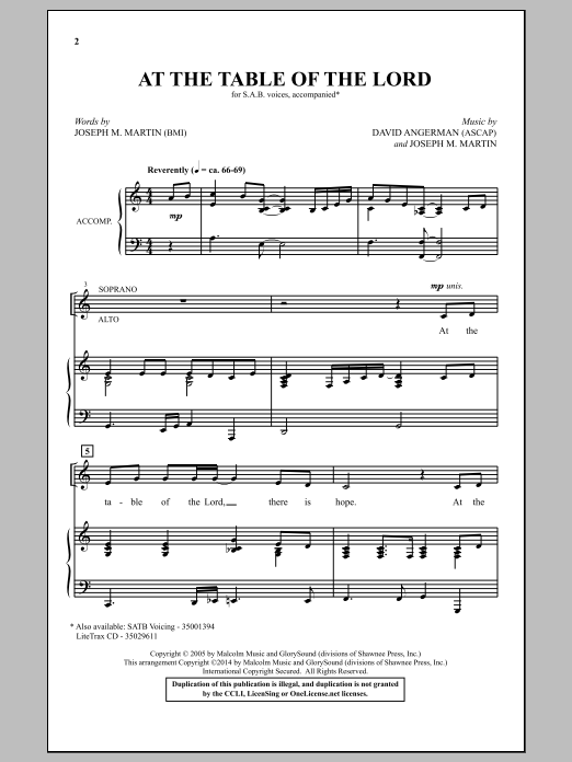 Download Joseph Martin At The Table Of The Lord Sheet Music and learn how to play SAB PDF digital score in minutes