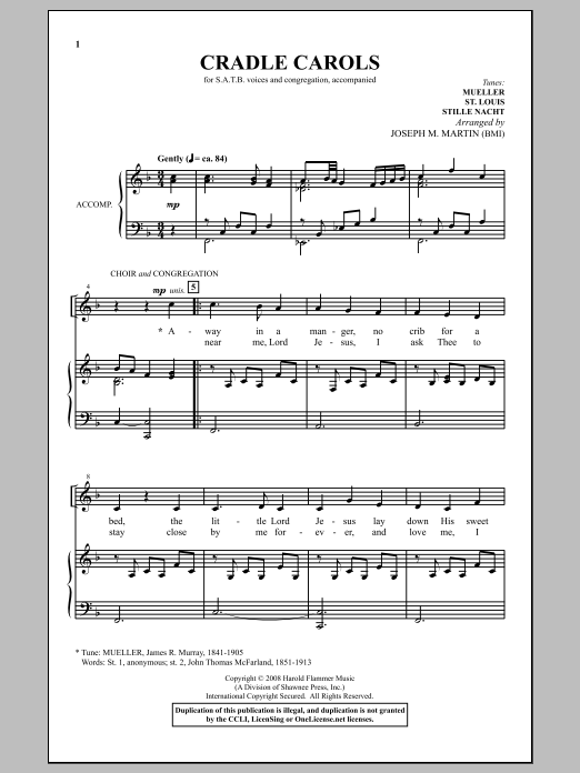 Download Joseph M. Martin Cradle Carols Sheet Music and learn how to play SATB PDF digital score in minutes