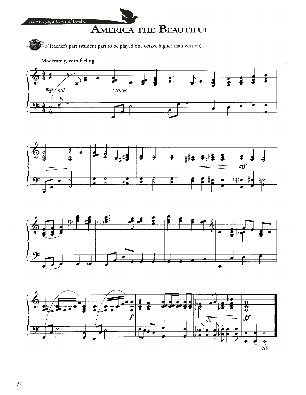 Download Joseph Martin, David Angerman and Mark Hayes America The Beautiful Sheet Music and learn how to play Piano Method PDF digital score in minutes