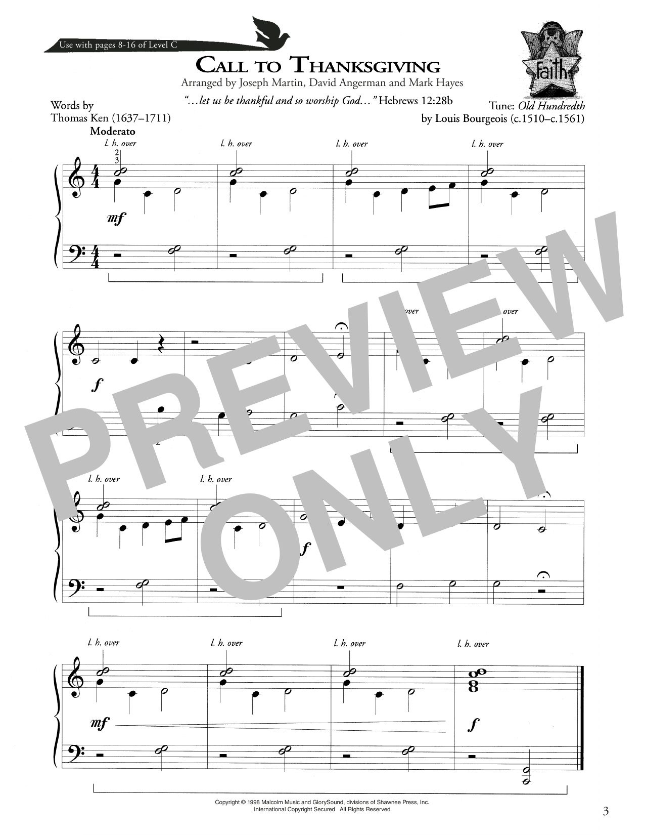 Download Joseph Martin, David Angerman and Mark Hayes Call To Thanksgiving Sheet Music and learn how to play Piano Method PDF digital score in minutes