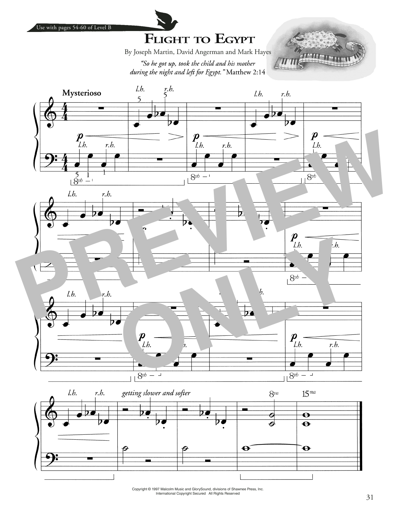 Download Joseph Martin, David Angerman and Mark Hayes Flight To Egypt Sheet Music and learn how to play Piano Method PDF digital score in minutes