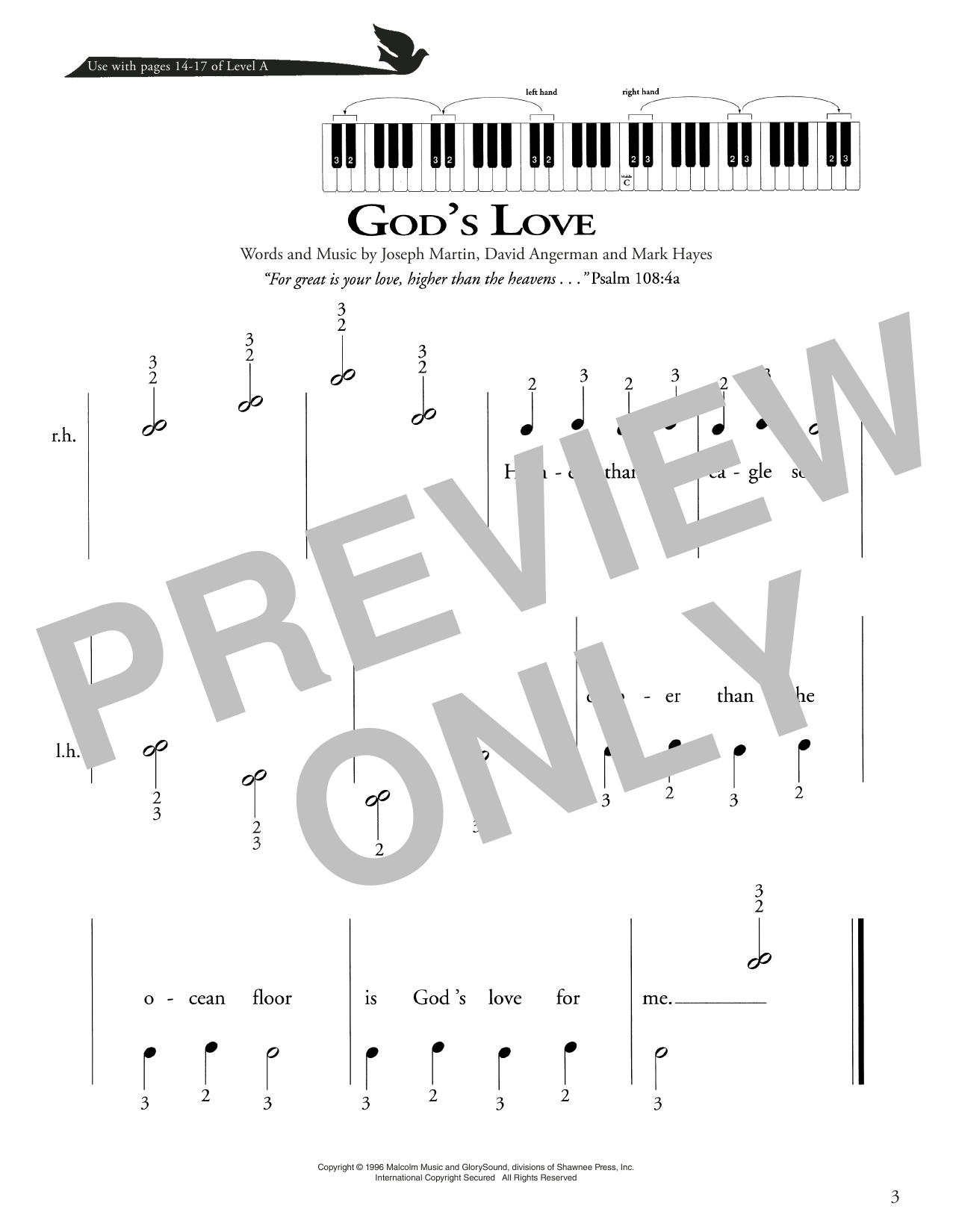 Download Joseph Martin, David Angerman and Mark Hayes God's Love Sheet Music and learn how to play Piano Solo PDF digital score in minutes