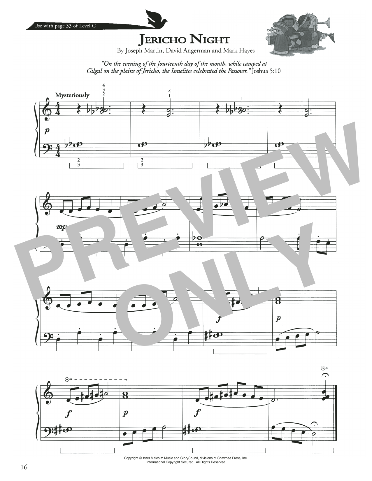 Download Joseph Martin, David Angerman and Mark Hayes Jericho Night Sheet Music and learn how to play Piano Method PDF digital score in minutes