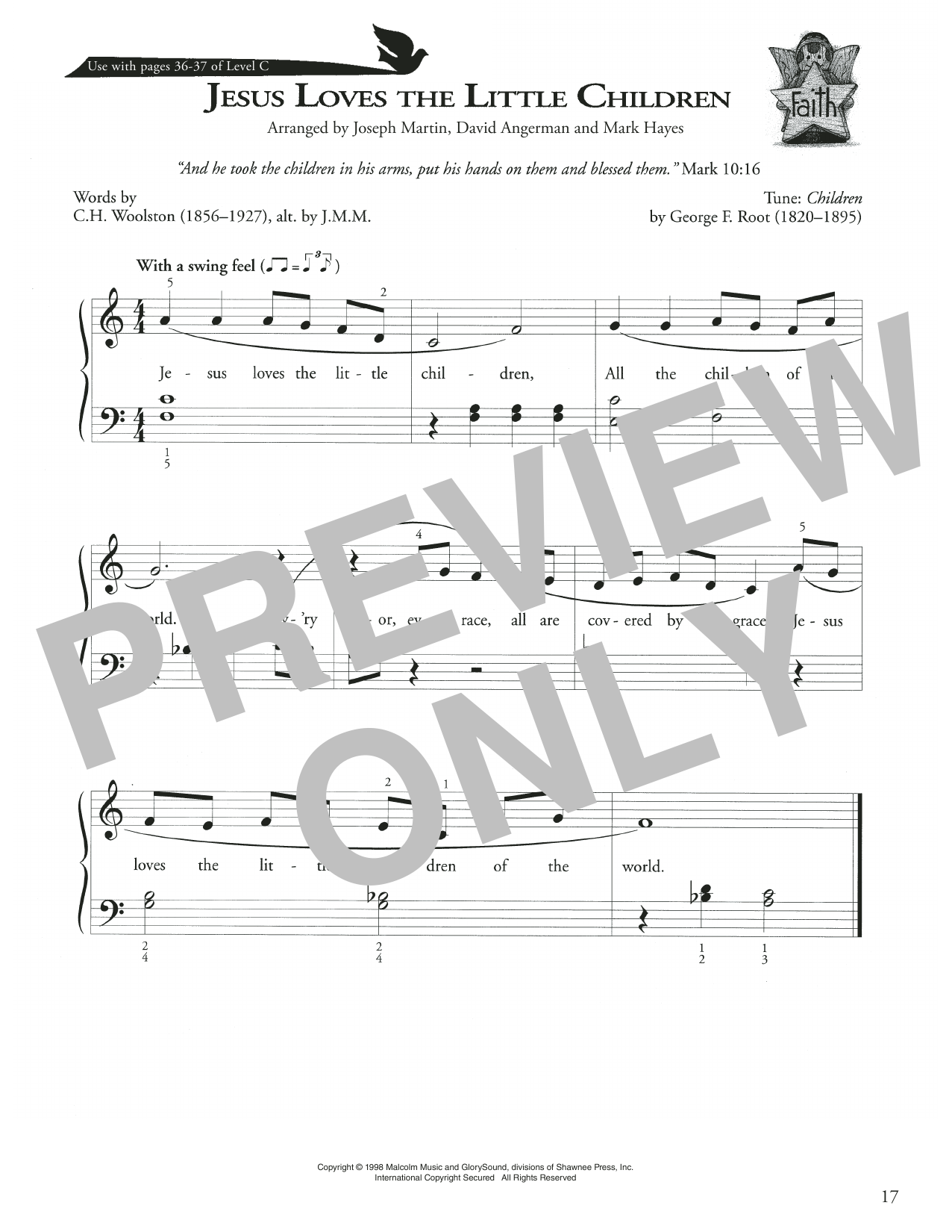 Download Joseph Martin, David Angerman and Mark Hayes Jesus Loves The Little Children Sheet Music and learn how to play Piano Method PDF digital score in minutes