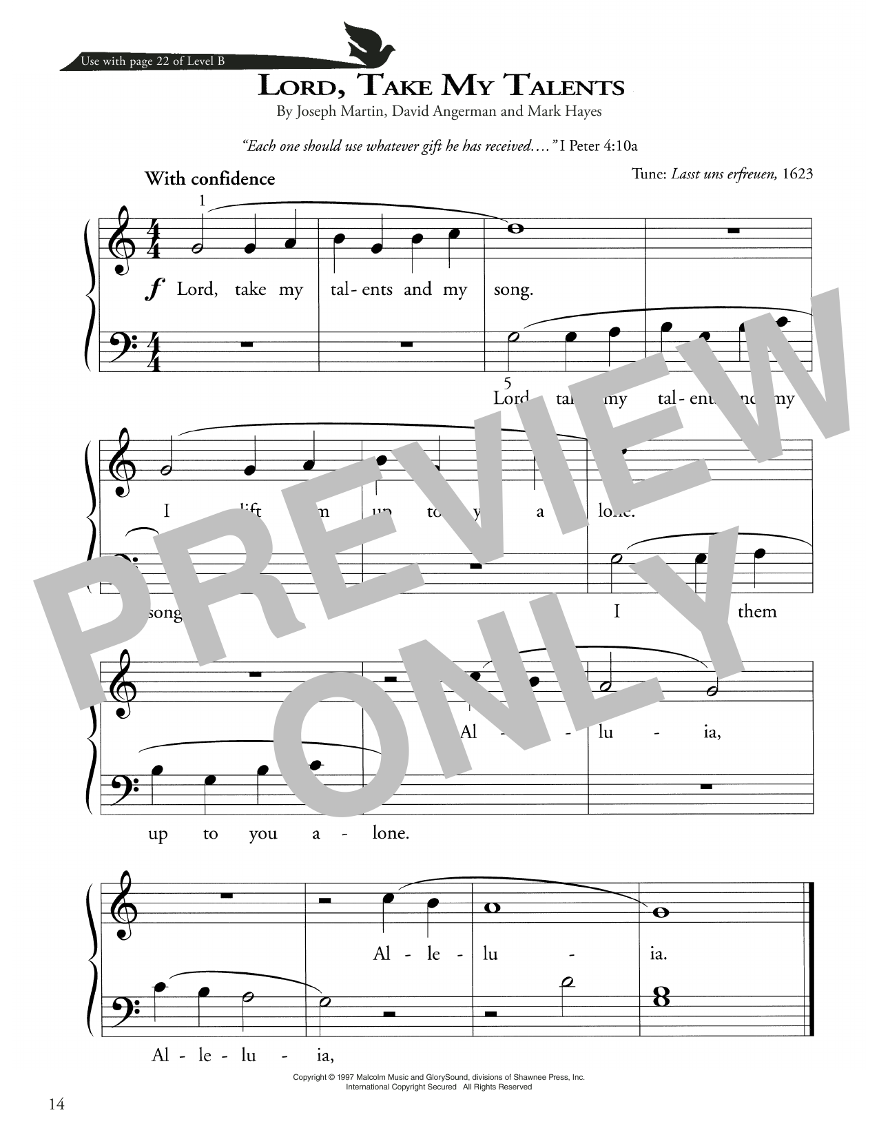 Download Joseph Martin, David Angerman and Mark Hayes Lord, Take My Talents Sheet Music and learn how to play Piano Method PDF digital score in minutes