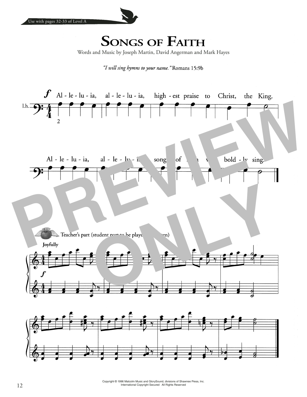 Download Joseph Martin, David Angerman and Mark Hayes Songs Of Faith Sheet Music and learn how to play Piano Method PDF digital score in minutes