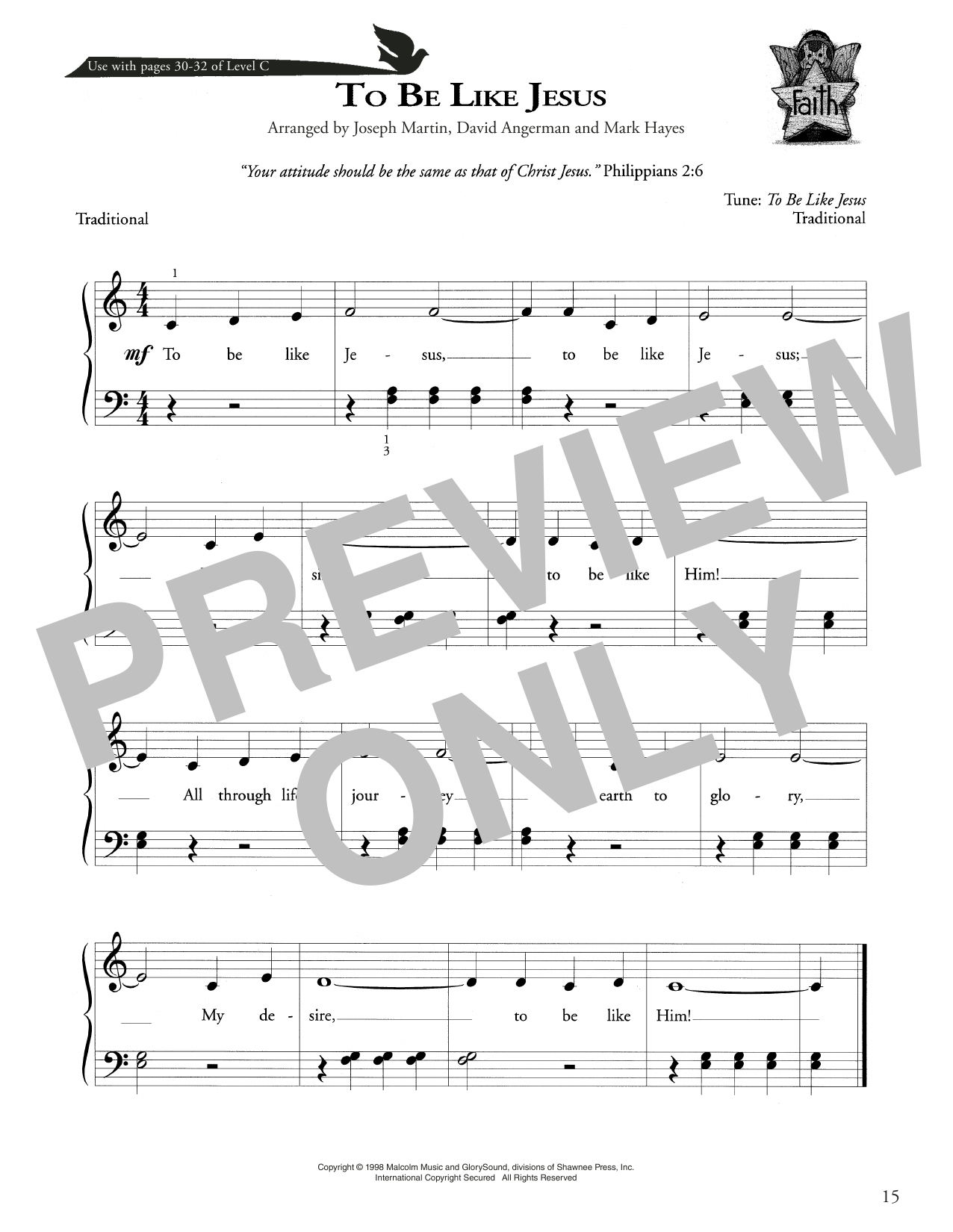 Download Joseph Martin, David Angerman and Mark Hayes To Be Like Jesus Sheet Music and learn how to play Piano Method PDF digital score in minutes