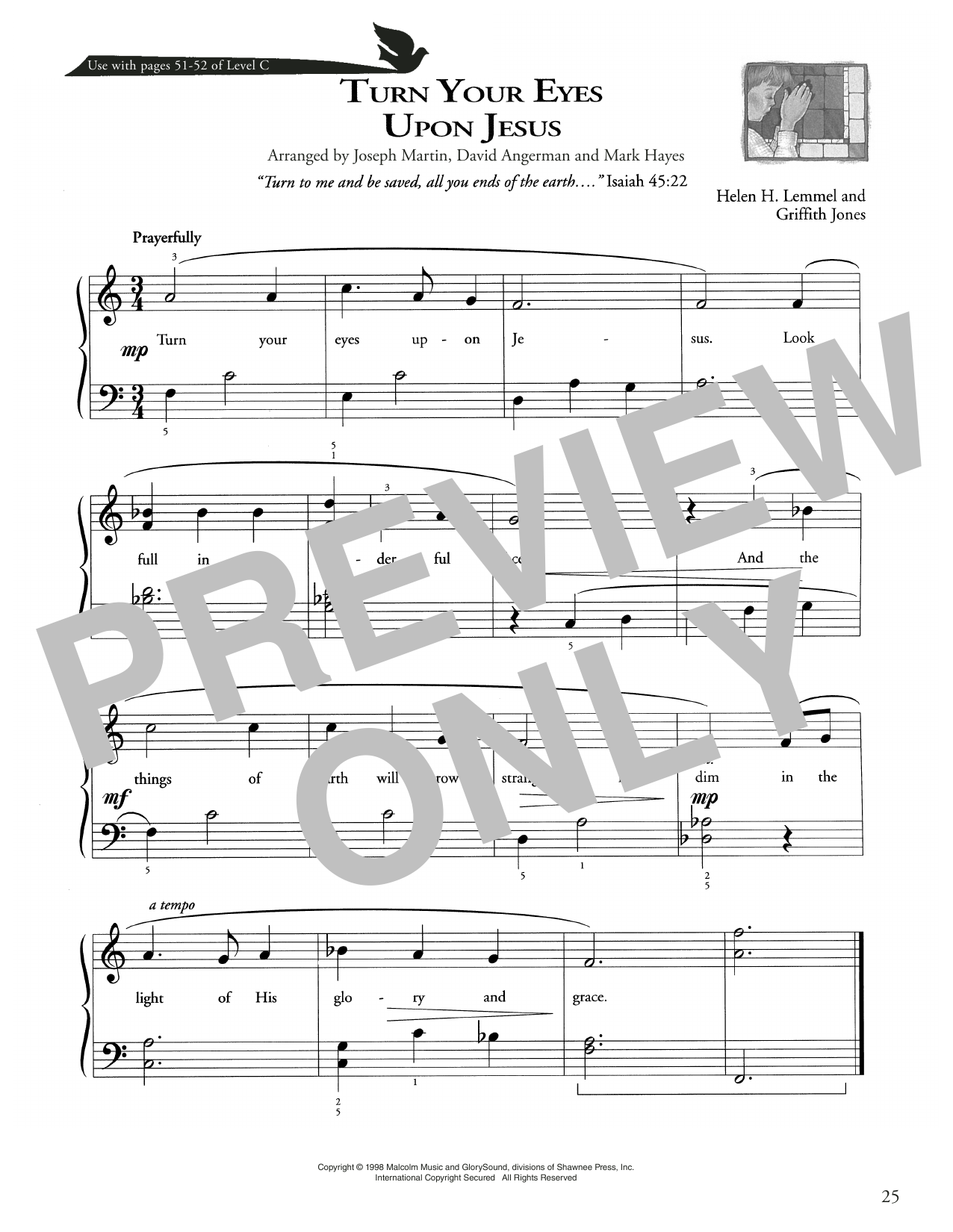 Download Joseph Martin, David Angerman and Mark Hayes Turn Your Eyes Upon Jesus Sheet Music and learn how to play Piano Method PDF digital score in minutes