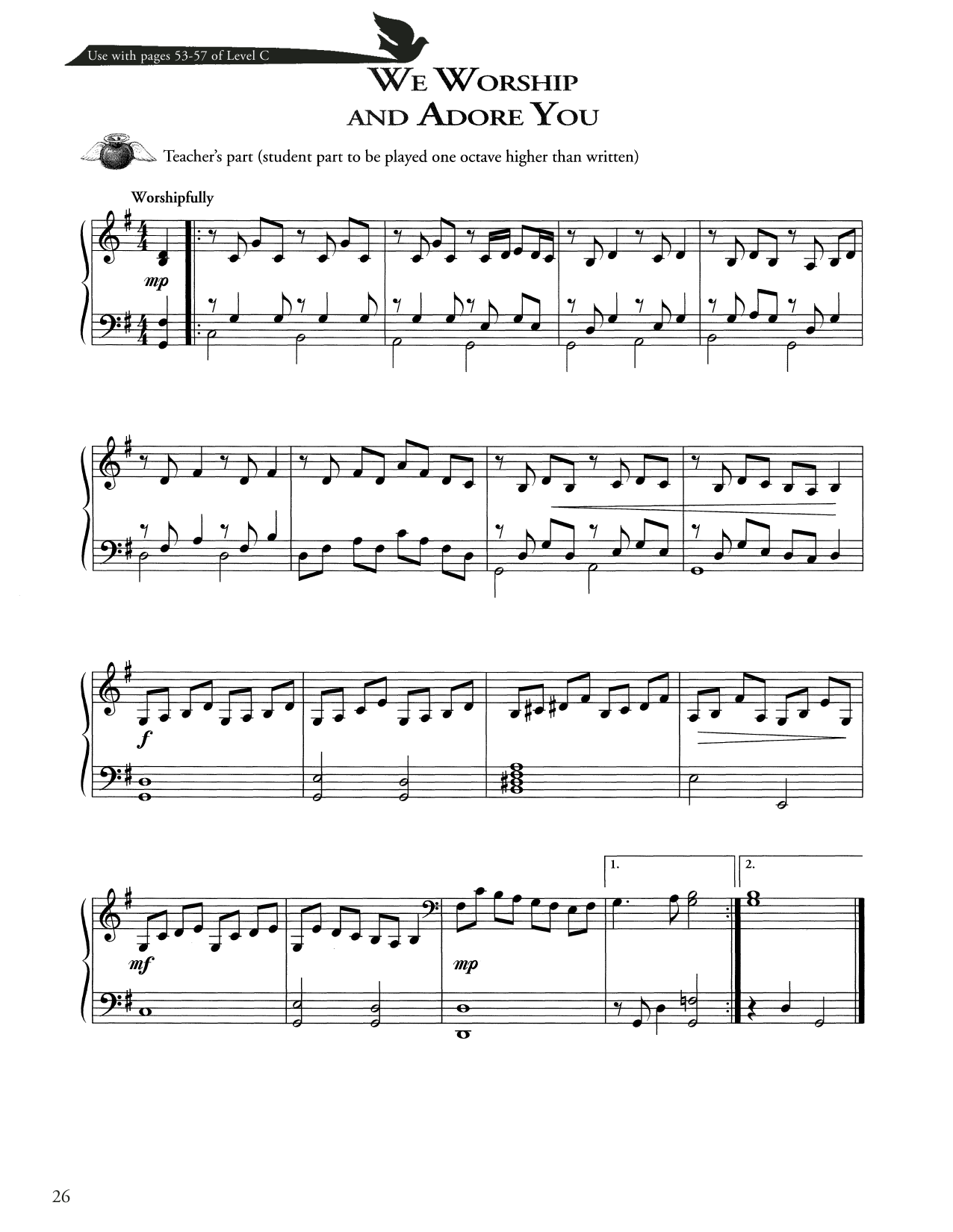 Download Joseph Martin, David Angerman and Mark Hayes We Worship And Adore You Sheet Music and learn how to play Piano Method PDF digital score in minutes