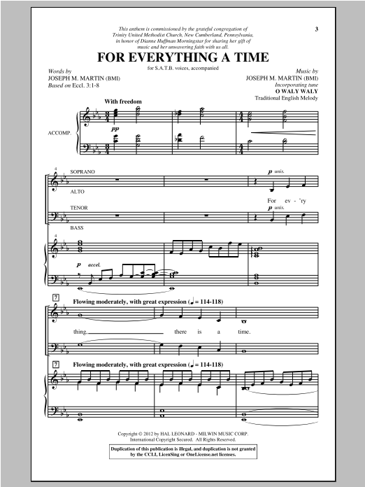 Download Joseph Martin For Everything A Time Sheet Music and learn how to play SATB PDF digital score in minutes