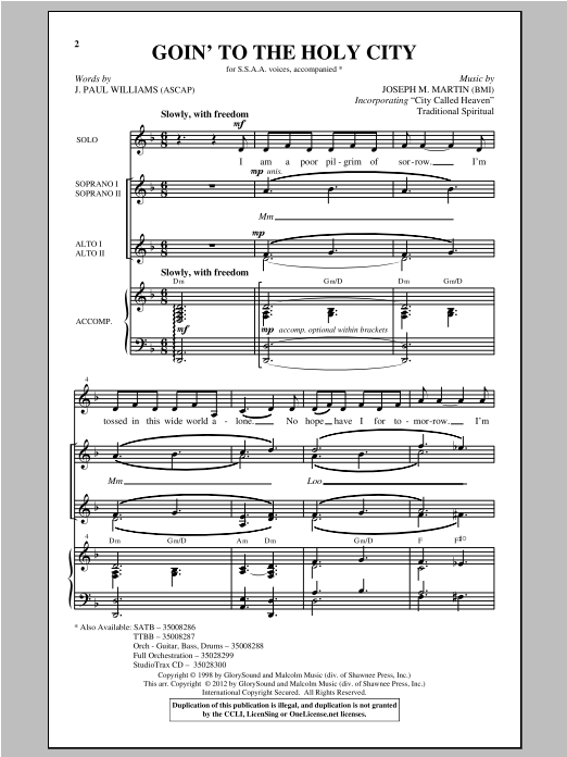 Download Joseph M. Martin Goin' To The Holy City Sheet Music and learn how to play TTBB PDF digital score in minutes
