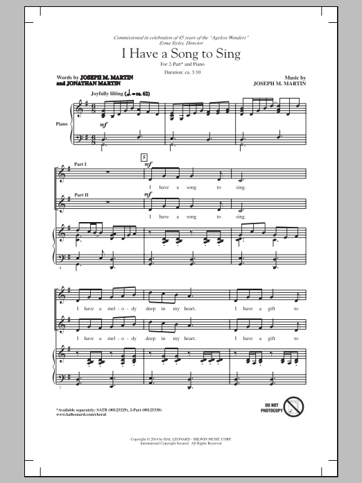 Download Joseph M. Martin I Have A Song To Sing Sheet Music and learn how to play SATB PDF digital score in minutes