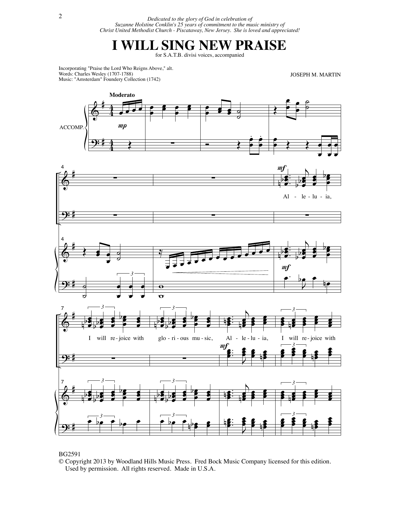 Download Joseph Martin I Will Sing New Praise Sheet Music and learn how to play SATB Choir PDF digital score in minutes