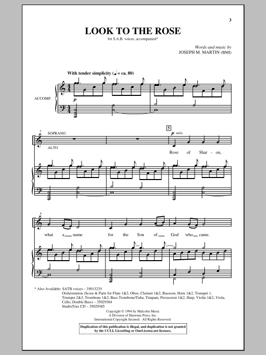 Download Joseph Martin Look To The Rose Sheet Music and learn how to play SAB PDF digital score in minutes