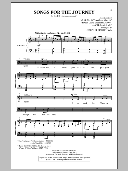 Download Joseph Martin Songs For The Journey Sheet Music and learn how to play SATB PDF digital score in minutes
