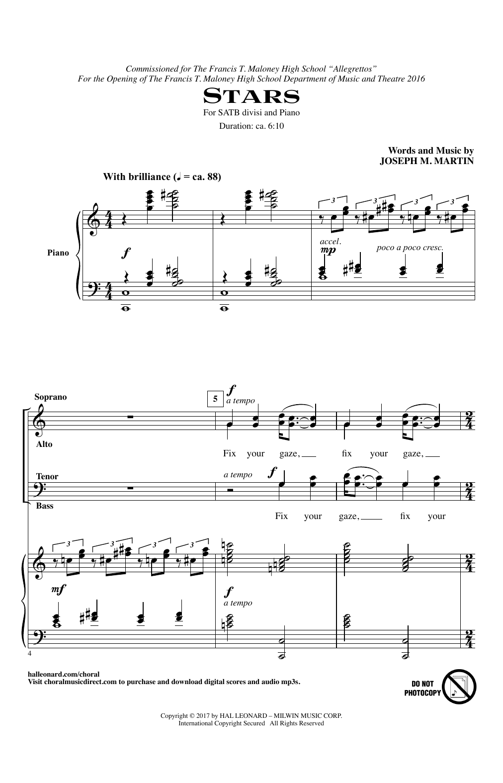 Download Joseph Martin Stars Sheet Music and learn how to play SATB PDF digital score in minutes