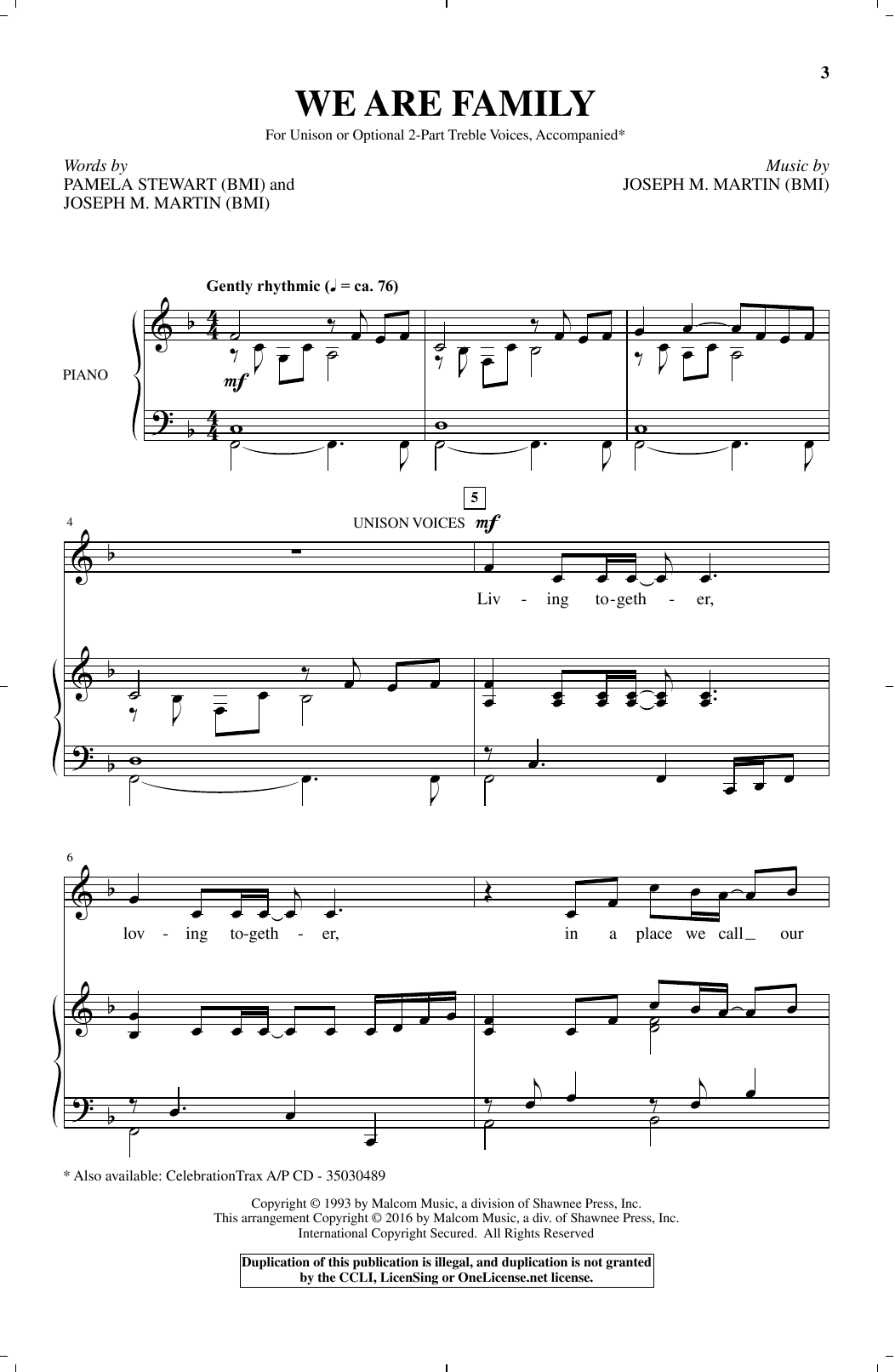 Download Joseph Martin We're A Family Sheet Music and learn how to play Choral PDF digital score in minutes