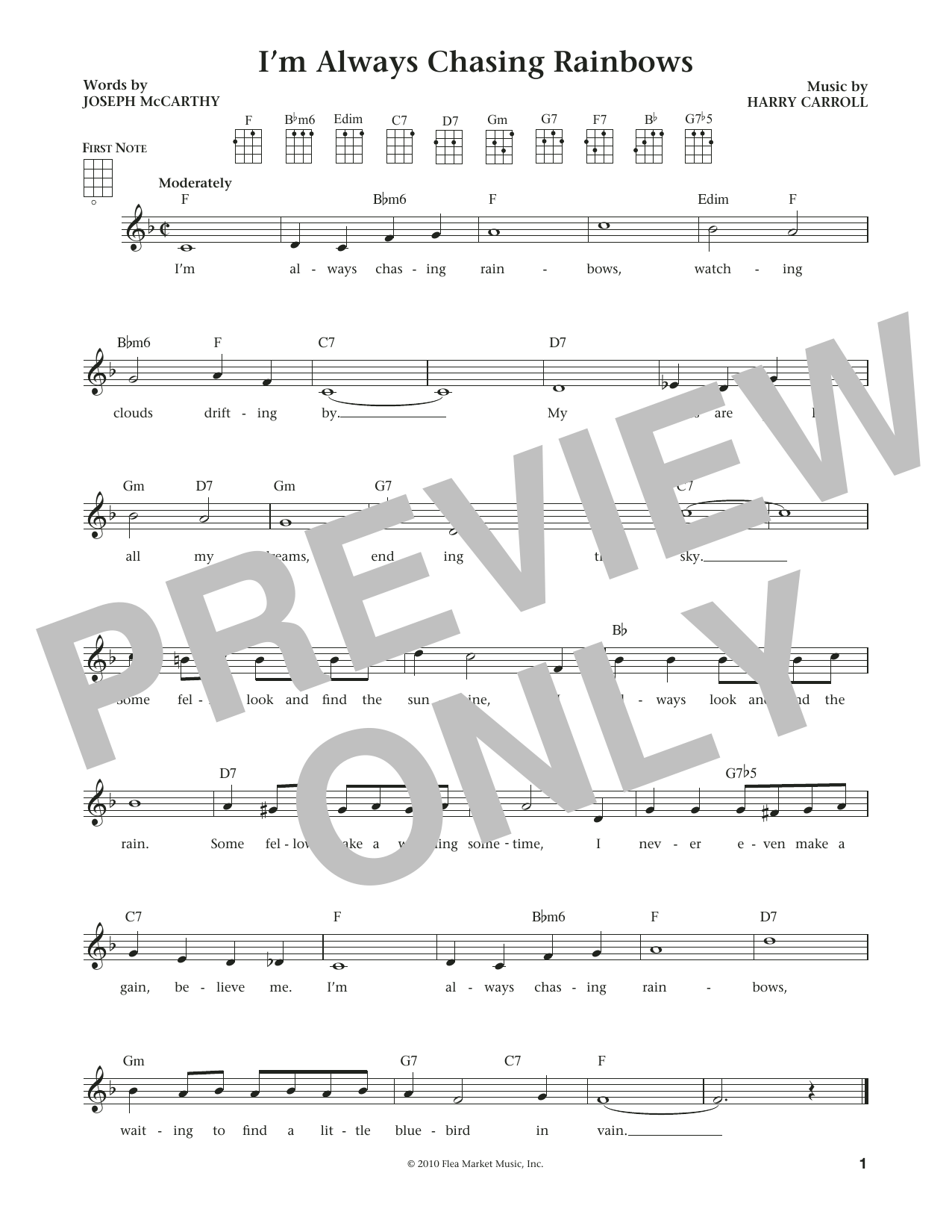 Download Joseph McCarthy I'm Always Chasing Rainbows Sheet Music and learn how to play Ukulele PDF digital score in minutes