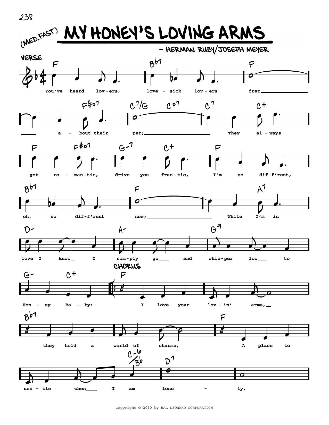 Download Joseph Meyer My Honey's Loving Arms (arr. Robert Rawlins) Sheet Music and learn how to play Real Book – Melody, Lyrics & Chords PDF digital score in minutes