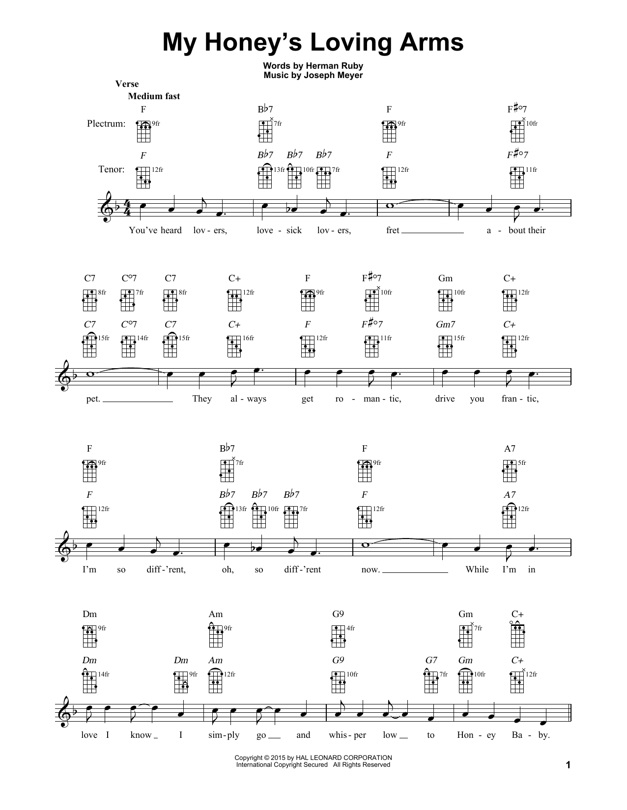 Download Joseph Meyer My Honey's Loving Arms Sheet Music and learn how to play Banjo PDF digital score in minutes