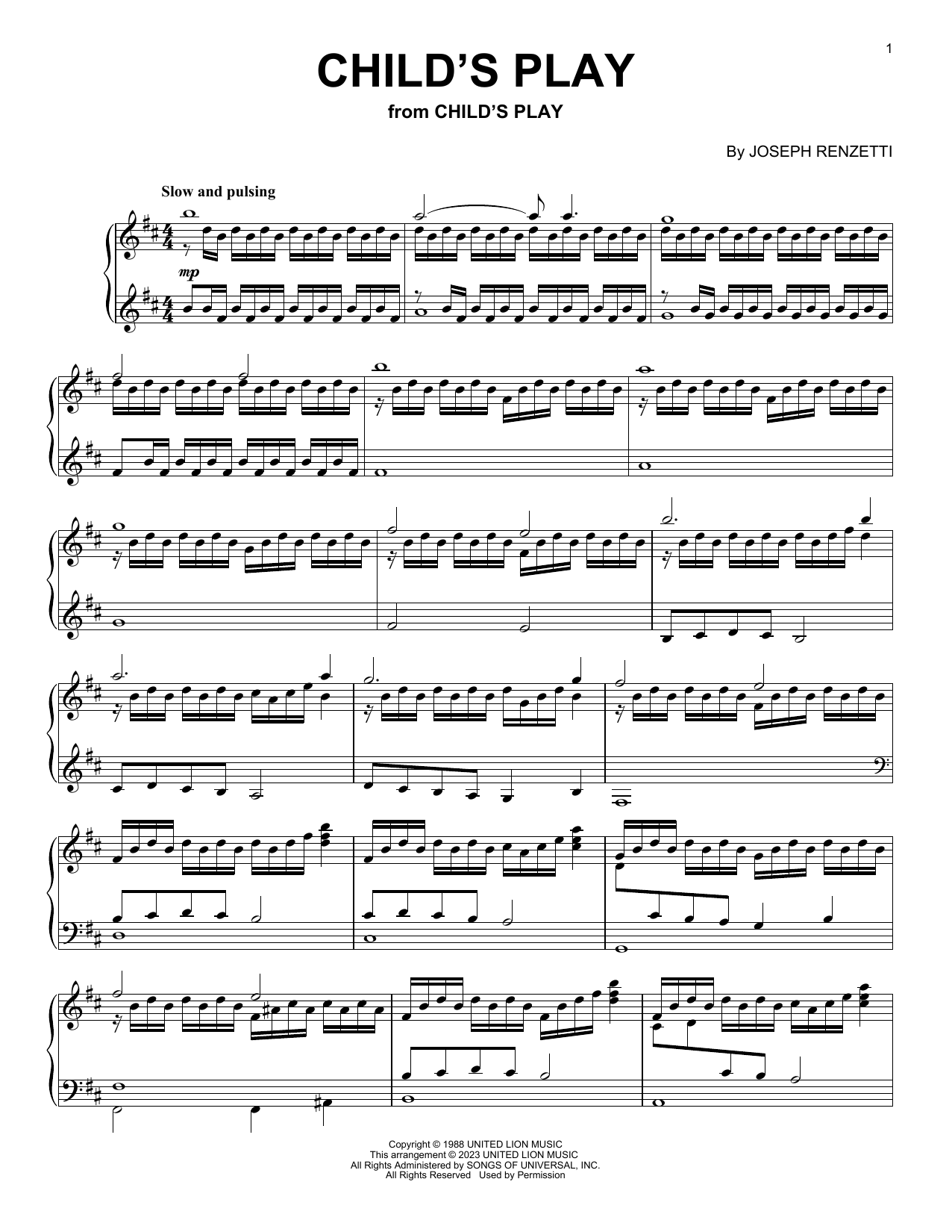 Download Joseph Renzetti Child's Play Sheet Music and learn how to play Piano Solo PDF digital score in minutes