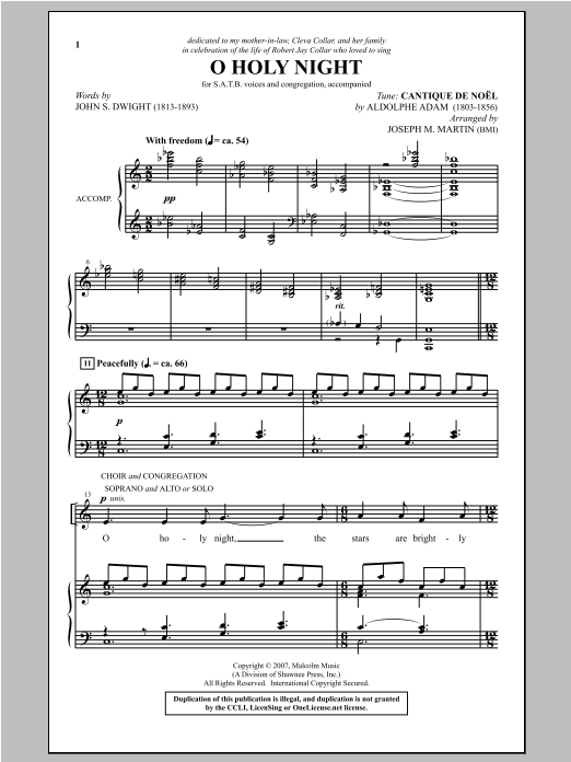 Adolphe Adam O Holy Night (arr. Joseph M. Martin) Sheet Music