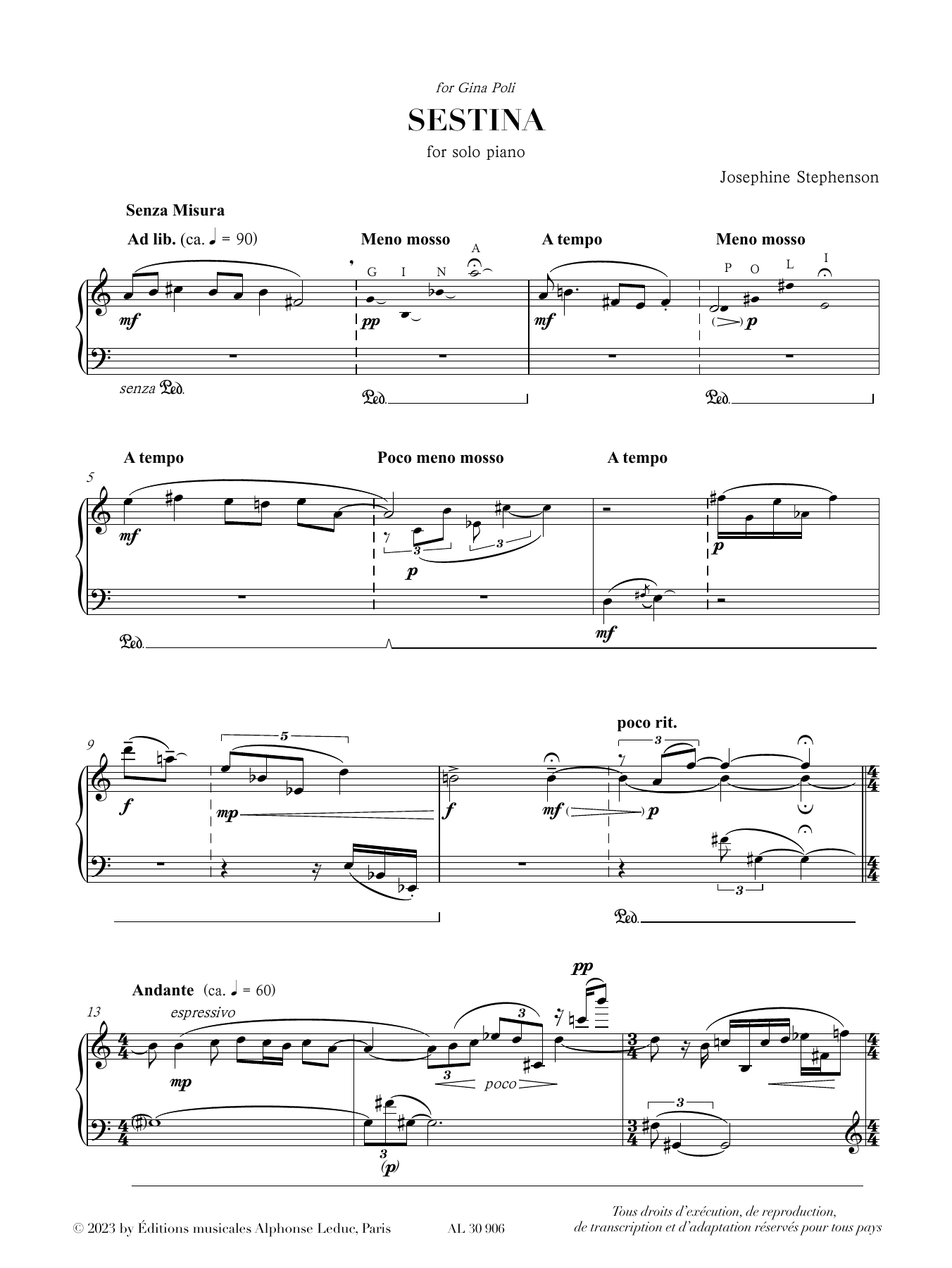 Download Josephine Stephenson Sestina Sheet Music and learn how to play Piano Solo PDF digital score in minutes