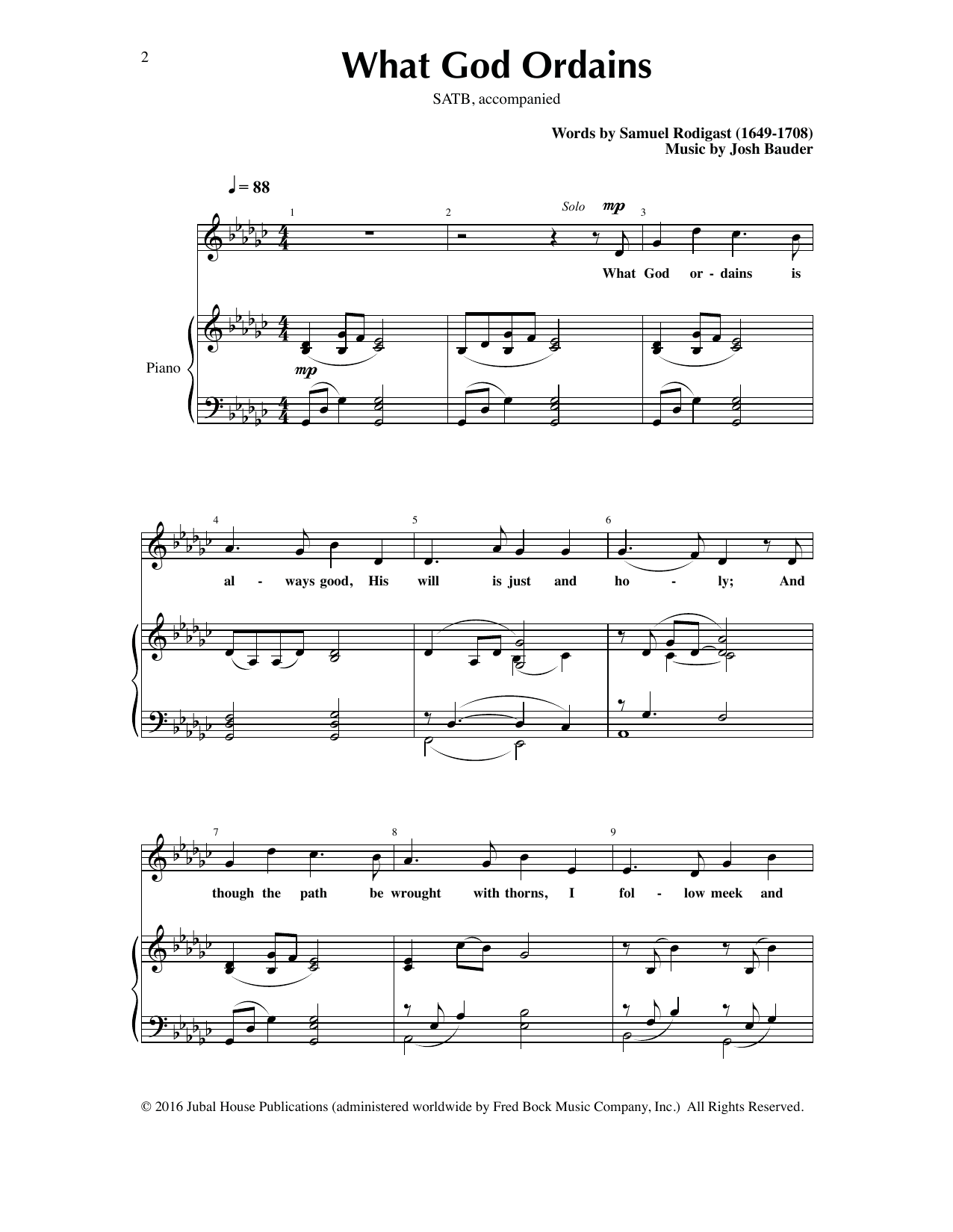 Download Josh Bauder What God Ordains Sheet Music and learn how to play SATB Choir PDF digital score in minutes
