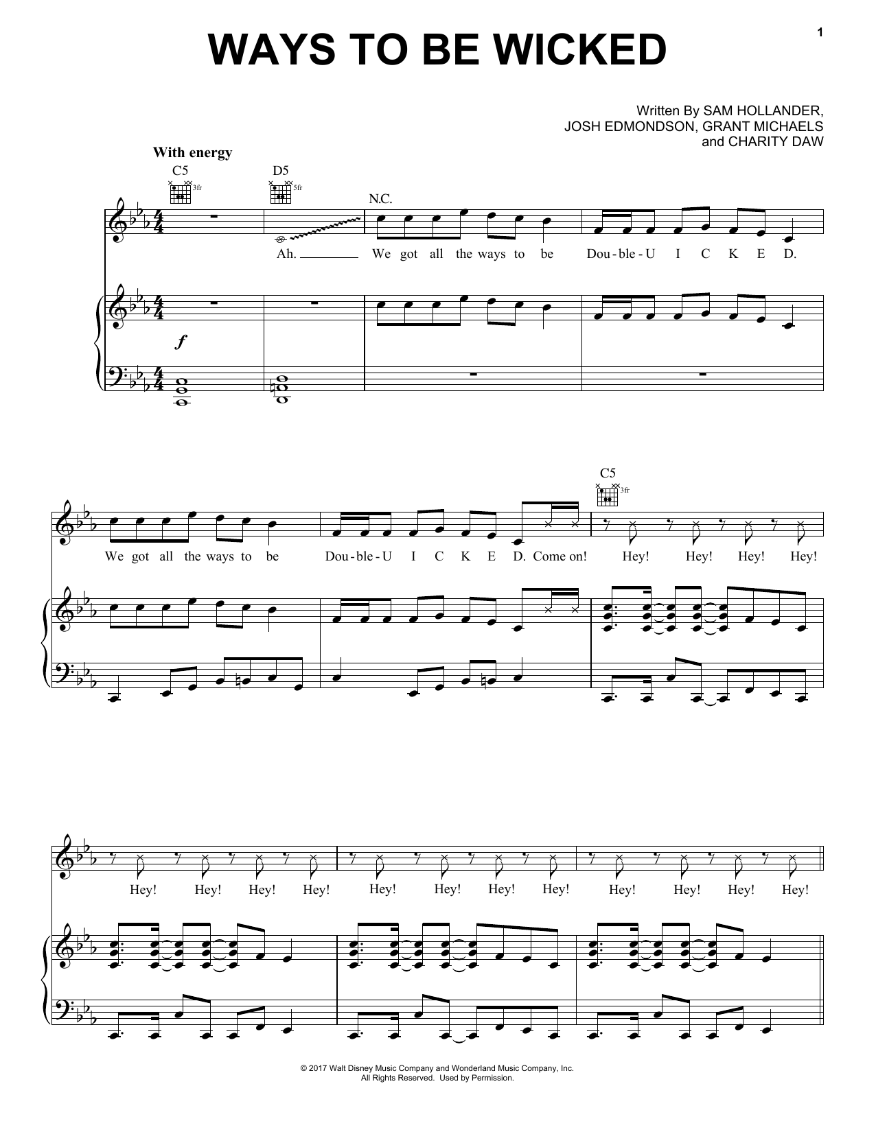 Download Josh Edmondson Ways to Be Wicked Sheet Music and learn how to play Piano, Vocal & Guitar (Right-Hand Melody) PDF digital score in minutes