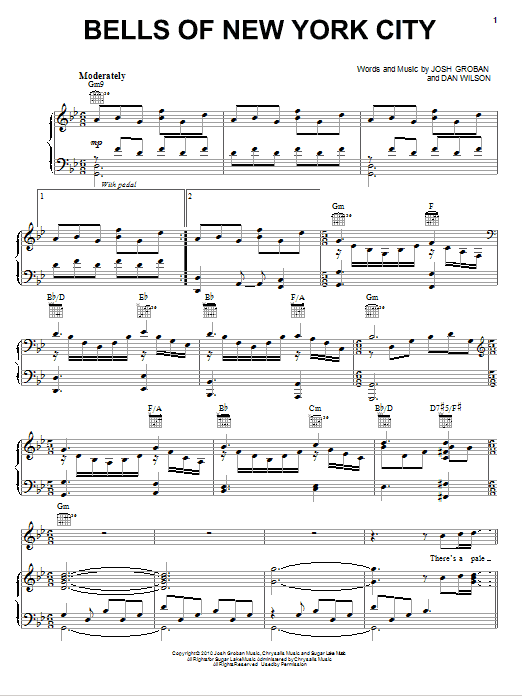 Download Josh Groban Bells Of New York City Sheet Music and learn how to play Piano, Vocal & Guitar (Right-Hand Melody) PDF digital score in minutes