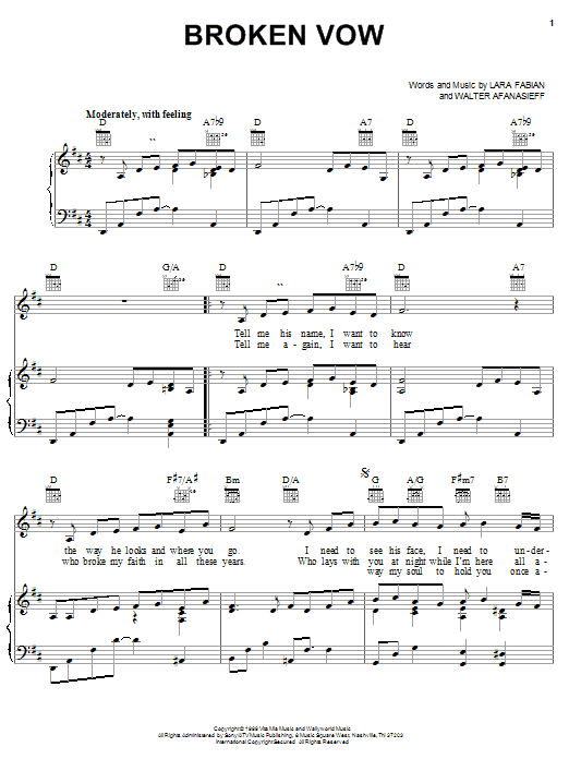 Download Josh Groban Broken Vow Sheet Music and learn how to play Piano, Vocal & Guitar Chords (Right-Hand Melody) PDF digital score in minutes