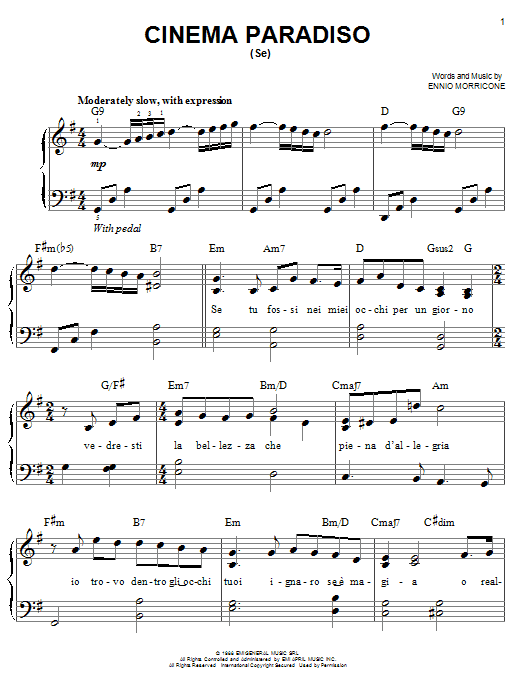 Download Josh Groban Cinema Paradiso Sheet Music and learn how to play Easy Piano PDF digital score in minutes