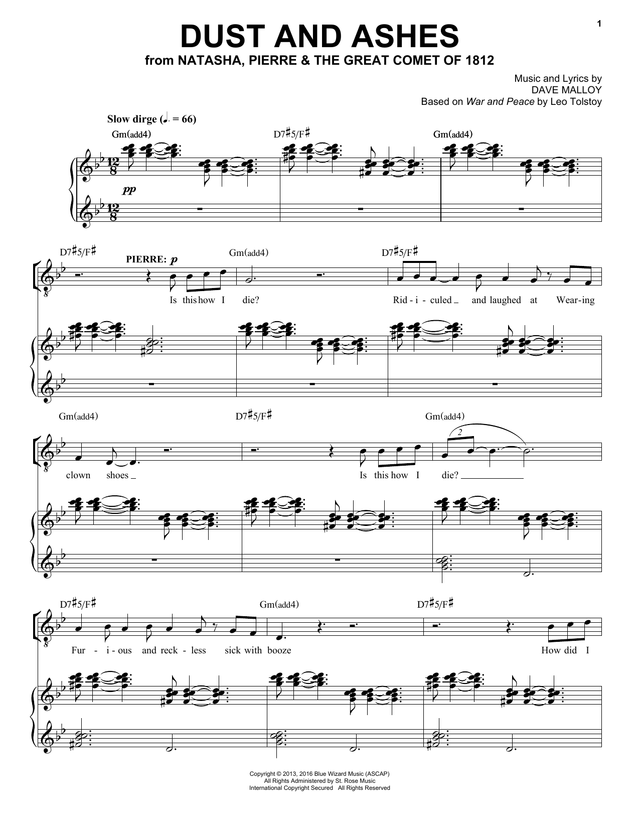 Download Josh Groban Dust And Ashes Sheet Music and learn how to play Piano & Vocal PDF digital score in minutes