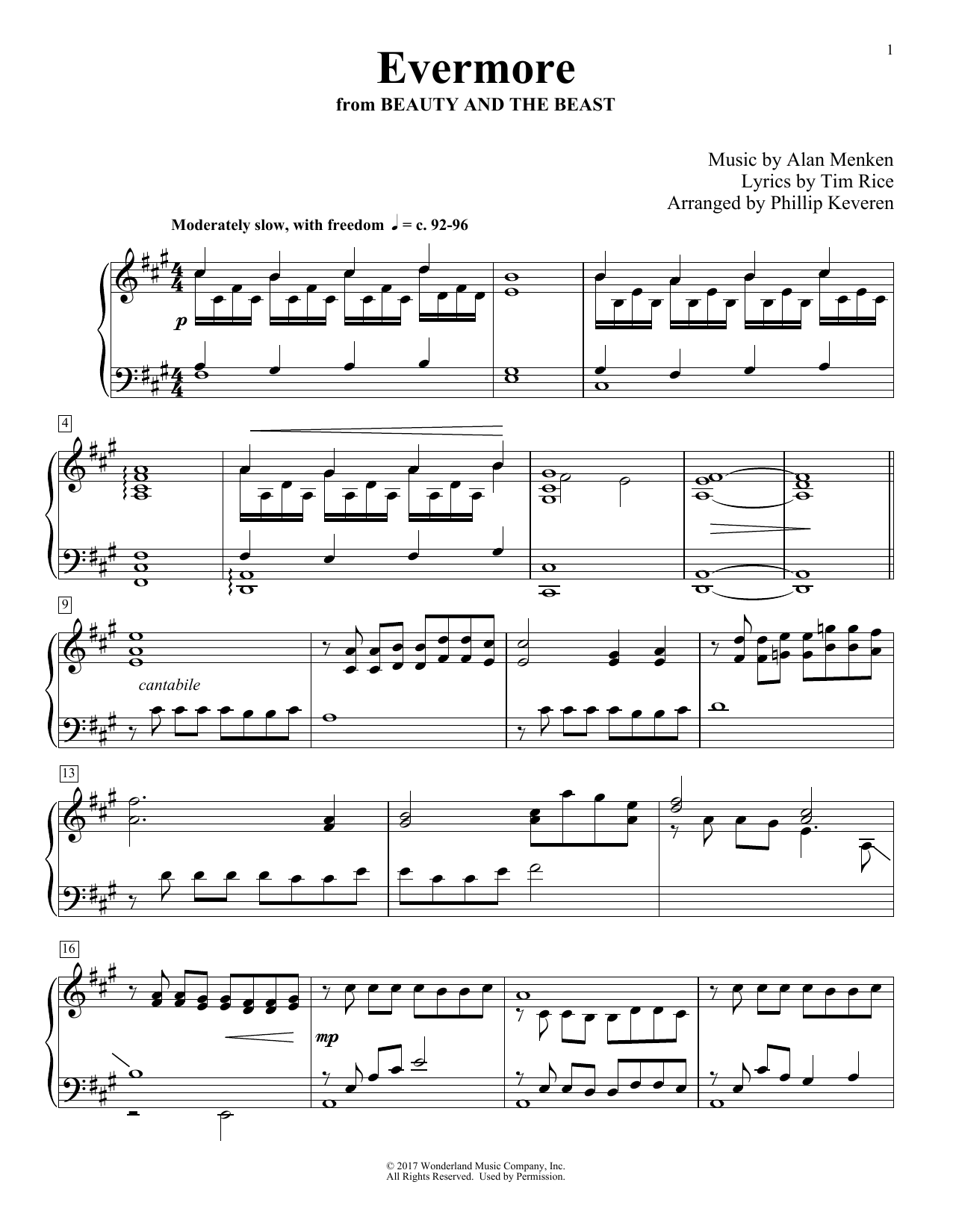 Download Josh Groban Evermore (from Beauty And The Beast) (arr. Phillip Keveren) Sheet Music and learn how to play Piano Solo PDF digital score in minutes