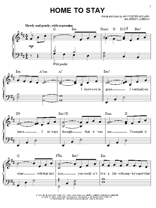 Download Josh Groban Home To Stay Sheet Music and learn how to play Piano, Vocal & Guitar (Right-Hand Melody) PDF digital score in minutes