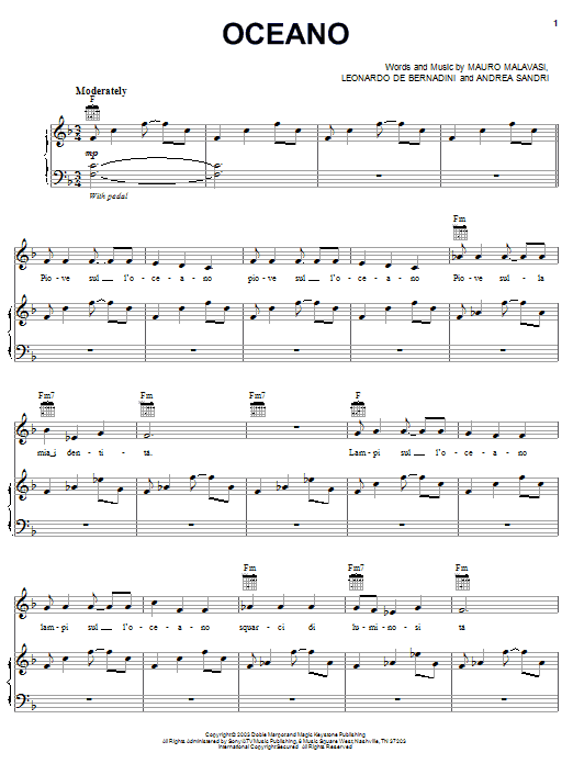 Download Josh Groban Oceano Sheet Music and learn how to play Easy Piano PDF digital score in minutes