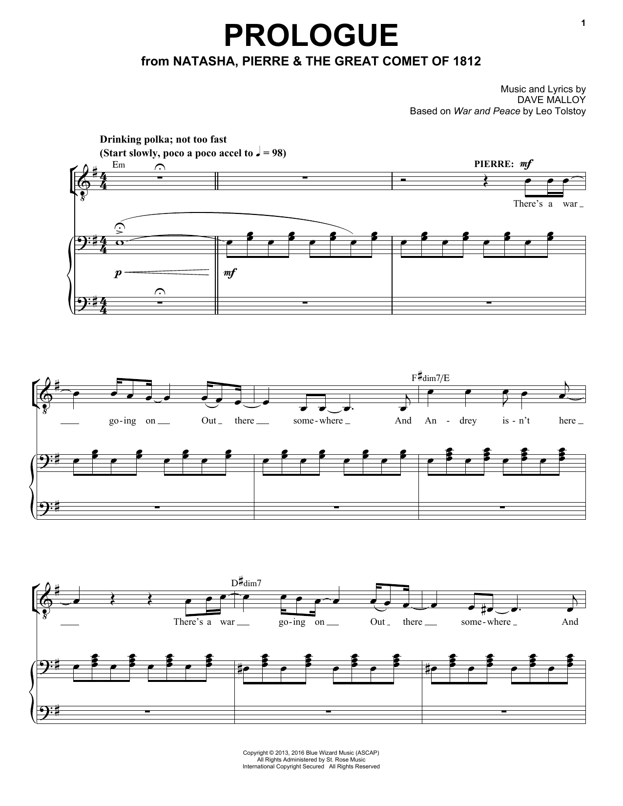 Download Josh Groban Prologue Sheet Music and learn how to play Piano & Vocal PDF digital score in minutes