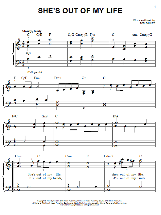 Download Josh Groban She's Out Of My Life Sheet Music and learn how to play Easy Piano PDF digital score in minutes