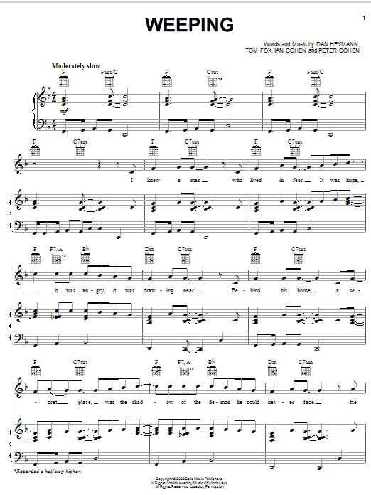 Download Josh Groban Weeping Sheet Music and learn how to play Easy Piano PDF digital score in minutes