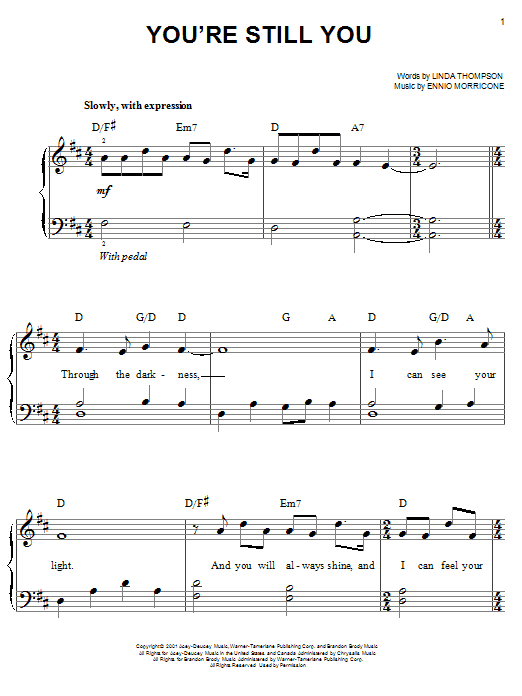 Download Josh Groban You're Still You Sheet Music and learn how to play Piano, Vocal & Guitar Chords (Right-Hand Melody) PDF digital score in minutes