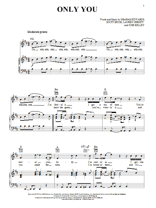 Download Josh Kelley Only You Sheet Music and learn how to play Piano, Vocal & Guitar (Right-Hand Melody) PDF digital score in minutes
