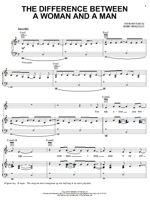 Download Josh Turner The Difference Between A Woman And A Man Sheet Music and learn how to play Piano, Vocal & Guitar (Right-Hand Melody) PDF digital score in minutes