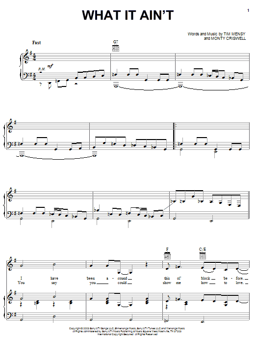 Download Josh Turner What It Ain't Sheet Music and learn how to play Piano, Vocal & Guitar (Right-Hand Melody) PDF digital score in minutes