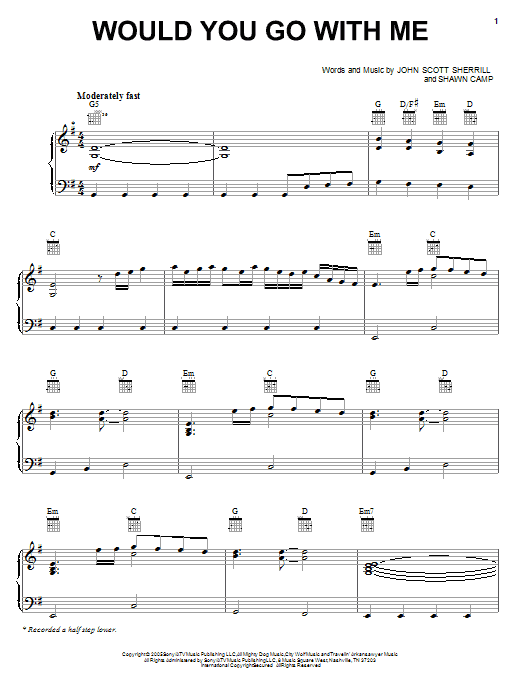 Download Josh Turner Would You Go With Me Sheet Music and learn how to play Piano, Vocal & Guitar (Right-Hand Melody) PDF digital score in minutes