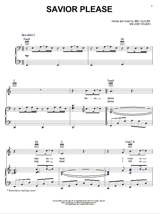 Download Josh Wilson Savior Please Sheet Music and learn how to play Piano, Vocal & Guitar (Right-Hand Melody) PDF digital score in minutes