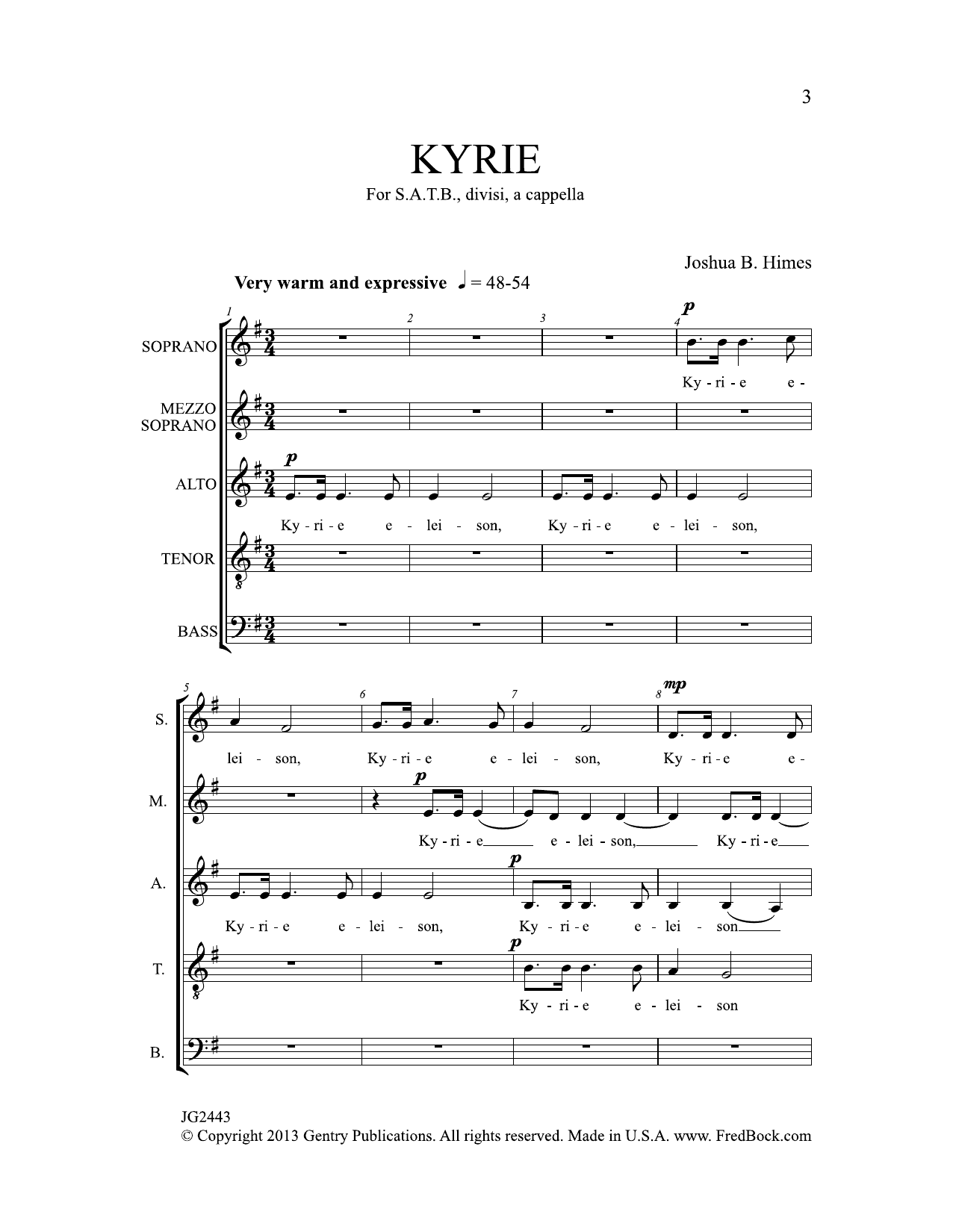 Download Joshua B. Himes Kyrie Sheet Music and learn how to play SATB Choir PDF digital score in minutes